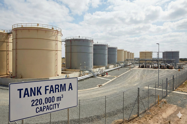 Atmospheric storage tank farm at Elveba terminal